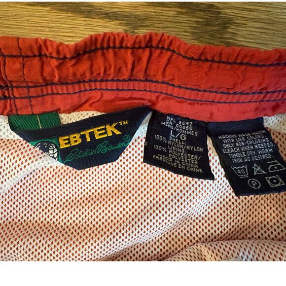 EBTEK Eddie Bauer Short Lined Swim Drawstring Large Nylon Vintage Orange - Picture 6 of 7
